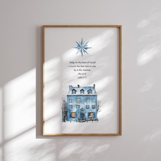 Luke 2:11 Blue House Weihnachts-Poster Poster