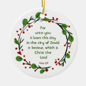 Luke 2:11 Christian Christmas Scripture Wreath Keramik Ornament (Vorne)