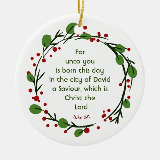 Luke 2:11 Christian Christmas Scripture Wreath Keramik Ornament (Vorne)
