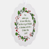Luke 2:11 Christian Christmas Scripture Wreath Ornament Karte (Rechts)