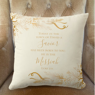 Luke 2:11 Christliche Schrift Gold Frohe Weihnacht Kissen