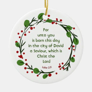 Luke 2:11 Christlicher Weihnachts-Schrift-Kranz Keramik Ornament