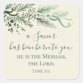 Luke 2:11 Schrift Custom Modern Pine Weihnachten Quadratischer Aufkleber (Vorderseite)