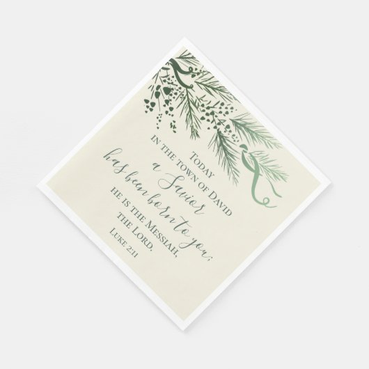 Luke 2:11 Schrift Custom Modern Pine Weihnachten Serviette (Ecke)