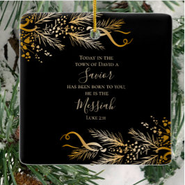 Luke 2:11 Schrift Elegant Gold Frohe Weihnachten Keramikornament