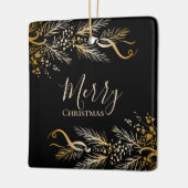 Luke 2:11 Schrift Elegant Gold Frohe Weihnachten Keramikornament (Links)
