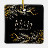 Luke 2:11 Schrift Elegant Gold Frohe Weihnachten Keramikornament (Vorderseite)