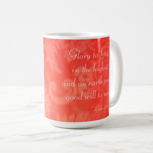 Luke 2:14 Gott Ehre in Höchstem Roten Weihnachten Kaffeetasse (VorderseiteRechts)