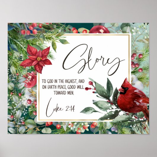 Luke 2:14, Herrlichkeit an Gott im Höchsten, Weihn Poster (Vorne)