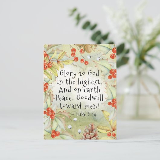 Luke 2 14 Herrlichkeit an Gott in den Höchsten, We Postkarte (Stehend Vorderseite)