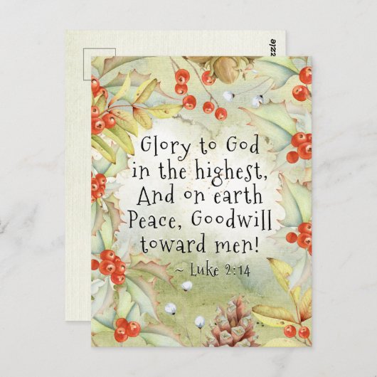 Luke 2 14 Herrlichkeit an Gott in den Höchsten, We Postkarte (Vorne/Hinten)
