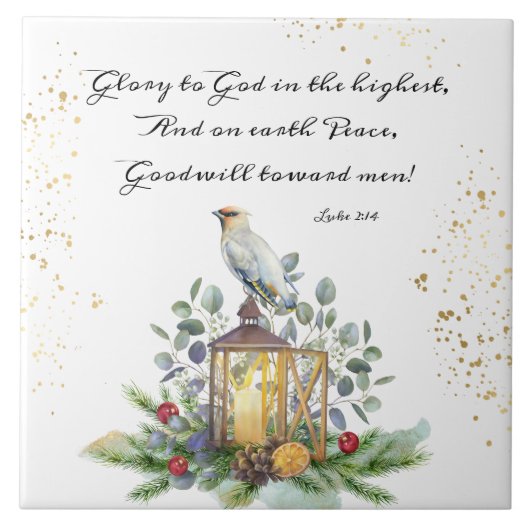 Luke 2:14 Ruhm an Gott in den höchsten Weihnachten Fliese (Vorderseite)