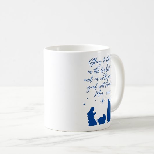 Luke 2:14 Ruhm an Gott in der höchsten Krippe Kaffeetasse (VorderseiteRechts)