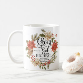 Luke 2:14 Ruhm zu Gott Weihnachten Gold Floral Kaffeetasse