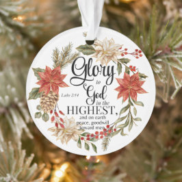 Luke 2:14 Ruhm zu Gott Weihnachten Gold Floral Ornament