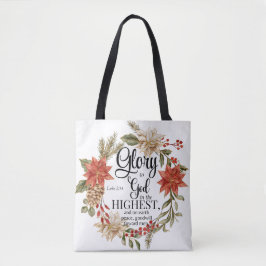 Luke 2:14 Ruhm zu Gott Weihnachten Gold Floral Tasche