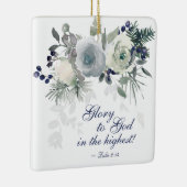 Luke 2:14 "Ruhm zu Gott" Weihnachten im Weißen Ros Keramikornament (Rechts)