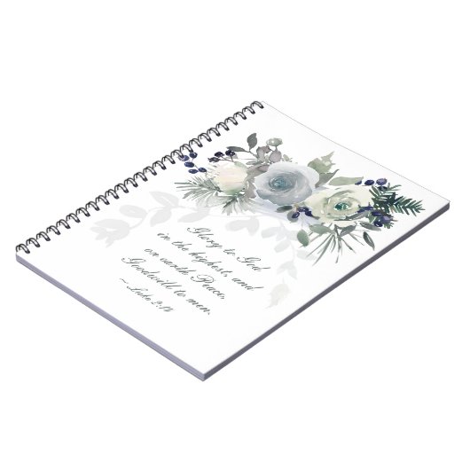 Luke 2:14 "Ruhm zu Gott" Weihnachten im Weißen Ros Notizblock (Linke Seite)