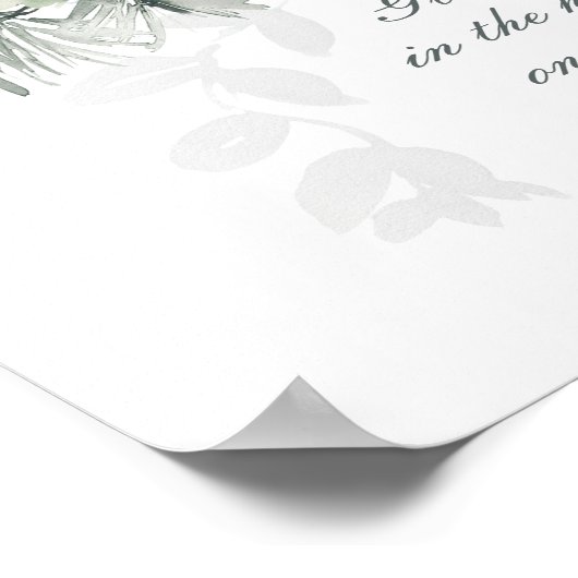 Luke 2:14 "Ruhm zu Gott" Weihnachten im Weißen Ros Poster (Ecke)