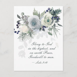 Luke 2:14 "Ruhm zu Gott" Weihnachten im Weißen Ros Postkarte