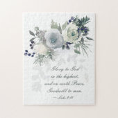 Luke 2:14 "Ruhm zu Gott" Weihnachten im Weißen Ros Puzzle (Vertikal)