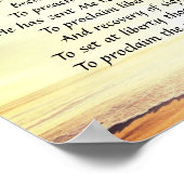 Luke 4:18-19, "Der Geist des Herrn ist auf mir" Poster (Ecke)