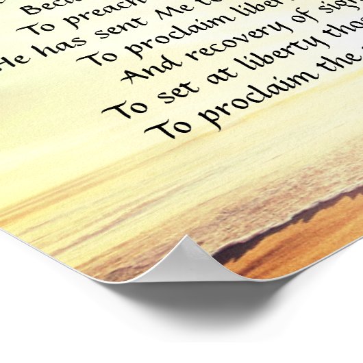 Luke 4:18-19, "Der Geist des Herrn ist auf mir" Poster (Ecke)