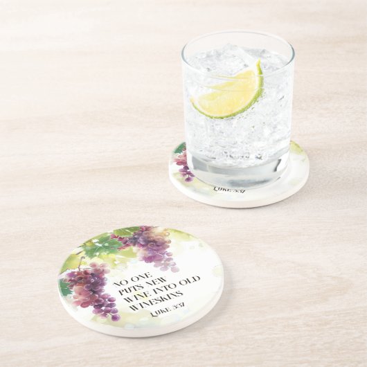 Luke 5:37 Neuer Wein in Alte Wineskins Bibelverse Getränkeuntersetzer (Seite)