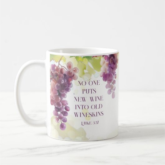Luke 5:37 Neuer Wein in Alte Wineskins Bibelverse Kaffeetasse (Links)