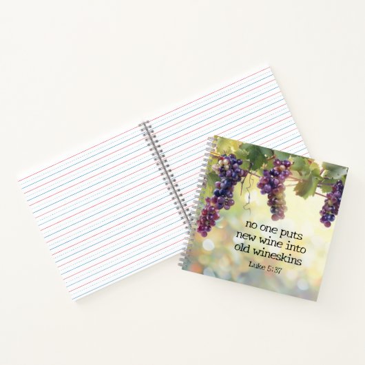 Luke 5:37 Neuer Wein in Alte Wineskins Bibelverse Notizblock (Innenseite)