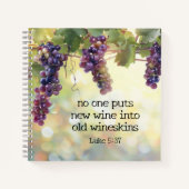 Luke 5:37 Neuer Wein in Alte Wineskins Bibelverse Notizblock (Vorderseite)