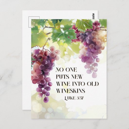 Luke 5:37 Neuer Wein in Alte Wineskins Bibelverse Postkarte (Vorne/Hinten)