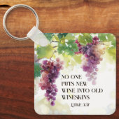 Luke 5:37 Neuer Wein in Alte Wineskins Bibelverse Schlüsselanhänger (Vorderseite)