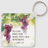 Luke 5:37 Neuer Wein in Alte Wineskins Bibelverse Schlüsselanhänger (Rückseite)