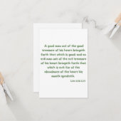 Luke 6:45 Bibelverse Schrift flatter Begrüßung Karte (Vorderseite/Rückseite Beispiel)