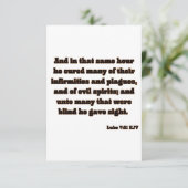 Luke 7:21 KJV Bibelschrift Gruß Karte (Stehend Vorderseite)