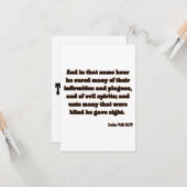 Luke 7:21 KJV Bibelschrift Gruß Karte (Vorderseite/Rückseite Beispiel)