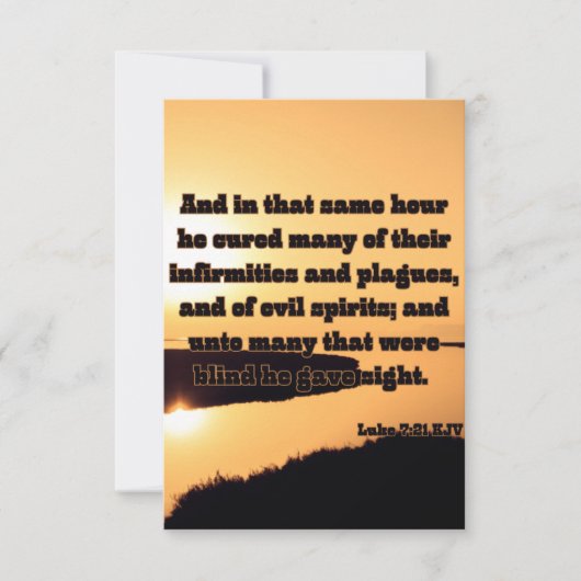 Luke 7:21 KJV Bibelschrift Pic Begrüßung Karte (Vorderseite)