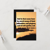 Luke 7:21 KJV Bibelschrift Pic Begrüßung Karte (Vorderseite/Rückseite Beispiel)