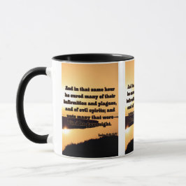 Luke 7:21 KJV Bibelschrift Pic Two-Tone Tasse