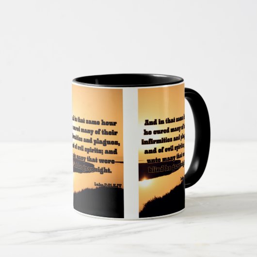 Luke 7:21 KJV Bibelschrift Pic Two-Tone Tasse (VorderseiteRechts)