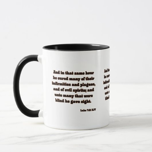 Luke 7:21 KJV Bibelschrift Zwei-Tone Tasse (Links)