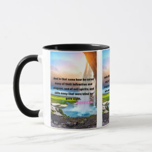 Luke 7:21 KJV Bible Verse Pic Zwei-Tone-Tasse Tasse