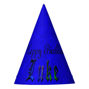 Luke, glücklich zum Geburtstag Logo Blue Paper Hat Partyhütchen