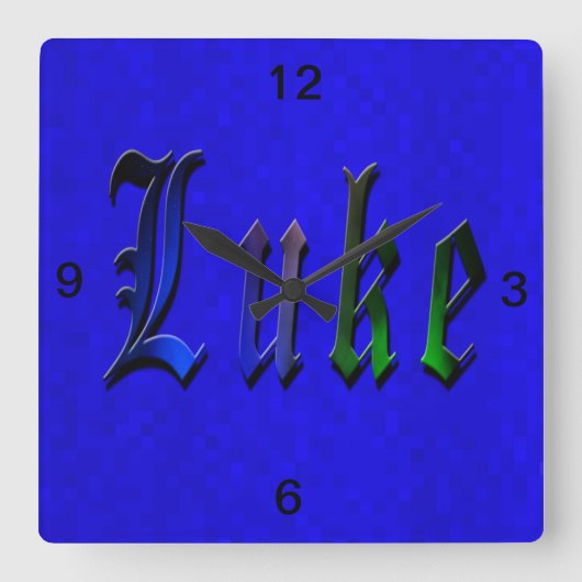 Luke Name Logo Quadratische Wanduhr (Vorderseite)