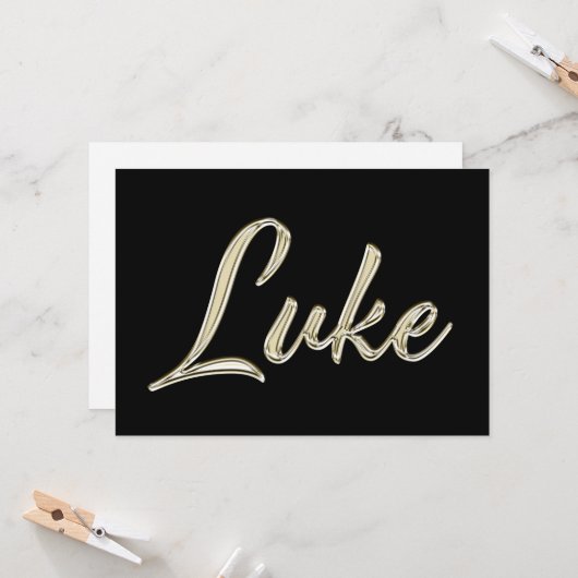 Luke Name white gold Handwriting Karte (Vorderseite/Rückseite Beispiel)