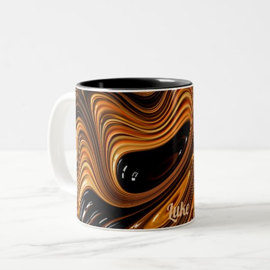 LUKE ~ POLIERT ÜBER ~ Fraktal-Muster ~ Vorlage Zweifarbige Tasse (Vorderseite Links)