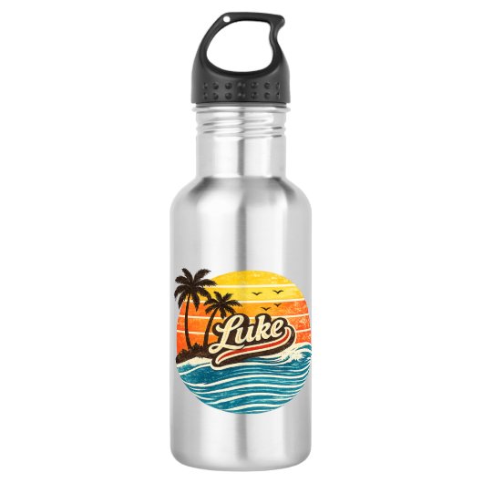 Luke Retro-Sonnenuntergangs-Name-Design Edelstahlflasche (Vorderseite)