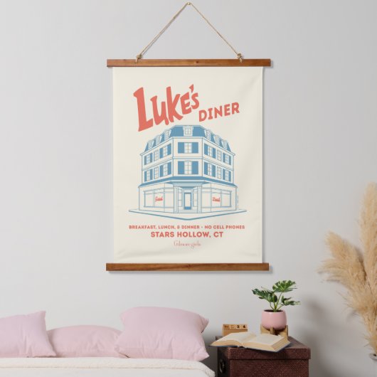 Luke’s Diner Stars Hollow Design Wandteppich Mit Holzrahmen (Schlafzimmer)