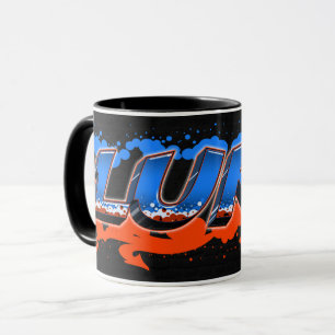 Luke Vorname Name Graffiti blue orange Tasse